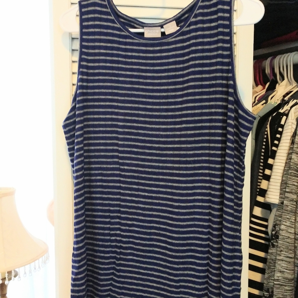 Chico's Soft Blue & Grey Top